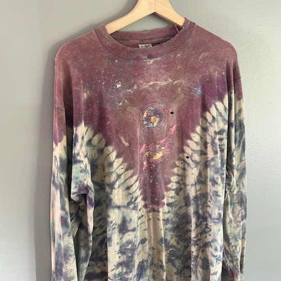 Vintage Solar System Distressed Fruit of the Loom Purple Tie-Dye Shirt - Picture 2 of 10
